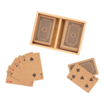 Jeu de cartes dans une boîte en bambou avec couvercle coulissant couleur bois deuxième vue