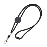 Lanyard tubulaire réglable en polyester avec mousqueton 3 cm couleur noir