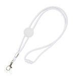 Lanyard tubulaire réglable en polyester avec mousqueton 3 cm couleur blanc