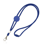 Lanyard tubulaire réglable en polyester avec mousqueton 3 cm couleur bleu roi