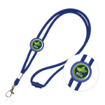 Lanyard tubulaire réglable en polyester avec mousqueton 3 cm couleur bleu roi