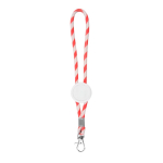 Porte-clés long de type lanyard ajustable avec mousqueton couleur rouge