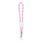 Porte-clés long de type lanyard ajustable avec mousqueton couleur rose