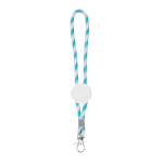 Porte-clés long de type lanyard ajustable avec mousqueton couleur bleu ciel