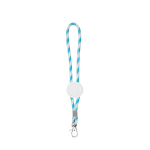 Porte-clés long de type lanyard ajustable avec mousqueton couleur bleu ciel