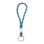 Porte-clés de type lanyard en terlenka ajustable avec anneau en métal couleur turquoise