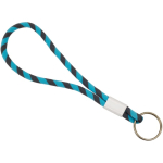 Porte-clés de type lanyard en terlenka ajustable avec anneau en métal couleur turquoise