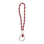 Porte-clés de type lanyard en terlenka ajustable avec anneau en métal couleur rose fluorescent