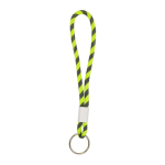 Porte-clés de type lanyard en terlenka ajustable avec anneau en métal couleur vert fluorescent