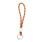 Porte-clés de type lanyard en terlenka ajustable avec anneau en métal couleur orange fluorescent