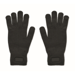 Gants en polyester recyclé avec patch pour personnalisation couleur noir