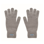 Gants en polyester recyclé avec patch pour personnalisation couleur gris foncé vue avec zone d'impression