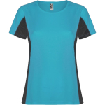 T-shirt de sport en polyester pour femme bicolore 140 g/m² Roly couleur turquoise