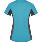 T-shirt de sport en polyester pour femme bicolore 140 g/m² Roly couleur turquoise deuxième vue arrière