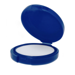 Baume à lèvres dans un étui rond de couleur, avec protection SPF15 couleur bleu première vue