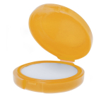 Baume à lèvres dans un étui rond de couleur, avec protection SPF15 couleur jaune première vue