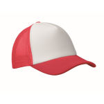 Casquette de baseball en polyester et partie frontale blanche 150 g/m² couleur rouge