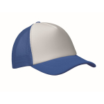 Casquette de baseball en polyester et partie frontale blanche 150 g/m² couleur blanc/bleu