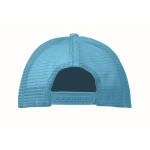 Casquette de baseball en polyester et partie frontale blanche 150 g/m² couleur cyan troisième vue