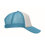 Casquette de baseball en polyester et partie frontale blanche 150 g/m² couleur cyan quatrième vue