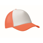 Casquette de baseball en polyester et partie frontale blanche 150 g/m² couleur orange fluorescent