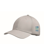 Casquette en coton avec fermeture par boucle en acier 280 g/m² couleur argenté vue avec zone d'impression