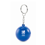 Porte-clés avec anti-stress en forme de boule en plusieurs couleurs couleur bleu vue avec zone d'impression