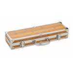 Coffret aspect bois avec 3 ustensiles pour barbecue couleur bois deuxième vue