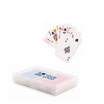 Set de 2 jeux de cartes de 54 cartes dans un étui transparent couleur transparent vue avec zone d'impression