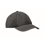 Casquette de baseball style coton lavé avec fermeture velcro 265 g/m² couleur noir