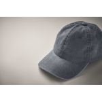 Casquette de baseball style coton lavé avec fermeture velcro 265 g/m² couleur bleu deuxième vue photographique