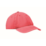 Casquette de baseball style coton lavé avec fermeture velcro 265 g/m² couleur rouge