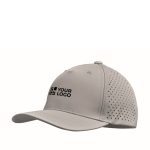 Casquette en polyester avec trous de ventilation et déperlante couleur gris vue avec zone d'impression