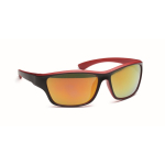 Lunettes de soleil sportives avec verres miroir et détails colorés couleur rouge