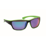 Lunettes de soleil sportives avec verres miroir et détails colorés couleur vert lime