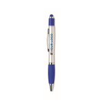 Stylo avec extrémité fonction anti-stress, encre bleue couleur bleu roi vue avec zone d'impression