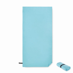 Serviette de sport en microfibre avec sangle de fermeture 200 g/m² couleur turquoise deuxième vue