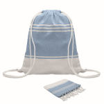 Ensemble de sac à cordon avec paréo rayé assorti 180 g/m² couleur turquoise septième vue