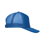 Casquette de baseball en polyester avec renfort en mousse 150 g/m² couleur bleu roi vue latérale