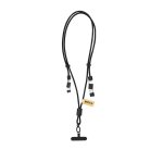 Lanyard avec fonction de charge, transfert de données, support mobile couleur noir première vue