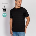 T-shirt technique unisexe 100% polyester motif rayé 135 g/m² couleur noir