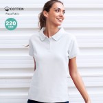 Polo femme blanc 100% coton avec 2 boutons assortis 220 g/m² couleur blanc