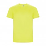 T-shirt technique en 50% polyester recyclé pour enfants 135 g/m² Roly couleur jaune fluorescent