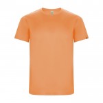 T-shirt technique en 50% polyester recyclé pour enfants 135 g/m² Roly couleur orange fluorescent