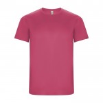 T-shirt technique en 50% polyester recyclé pour enfants 135 g/m² Roly couleur fuchsia fluorescent