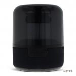 Enceinte bluetooth noire portable de forme circulaire couleur noir quatrière vue