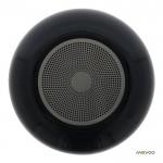 Enceinte bluetooth noire portable de forme circulaire couleur noir sixième vue