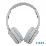 Casque sans fil pliable avec bouton Bass Boost de la marque Phillips couleur blanc troisième vue