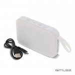 Enceinte bluetooth portable de forme rectangulaire couleur blanc deuxième vue