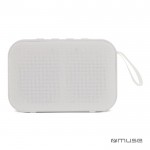 Enceinte bluetooth portable de forme rectangulaire couleur blanc troisième vue